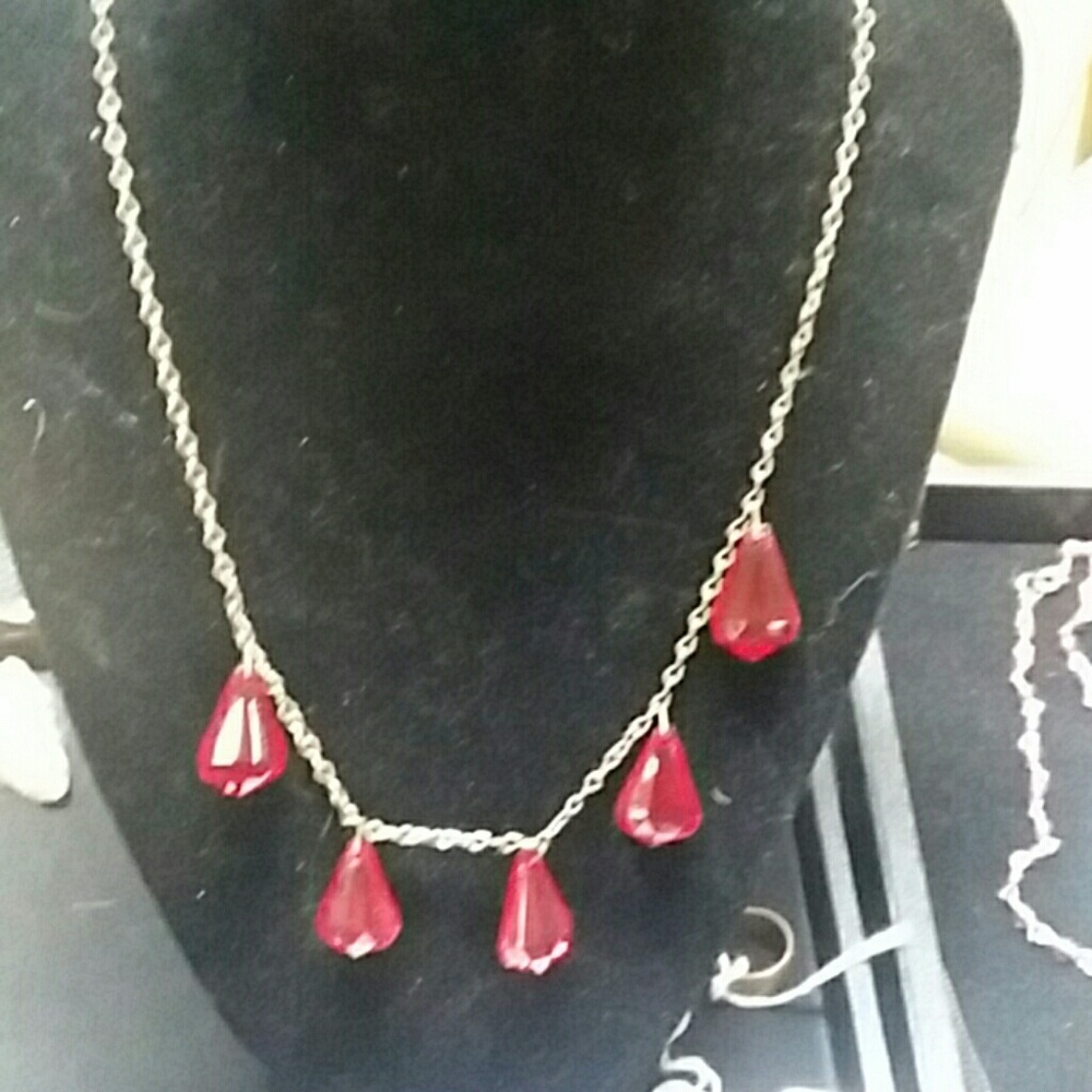 Victorian Red Glass Briolette Necklace